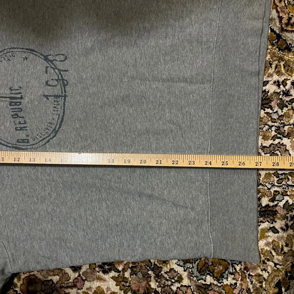 Banana Republic Mens Gray 100% Cotton 1/4 Zip‎ Graphic Hoodie Sweatshirt Large